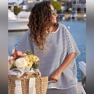 Frank & Eileen Olive Capelet White British Royal Navy Stripe One Size